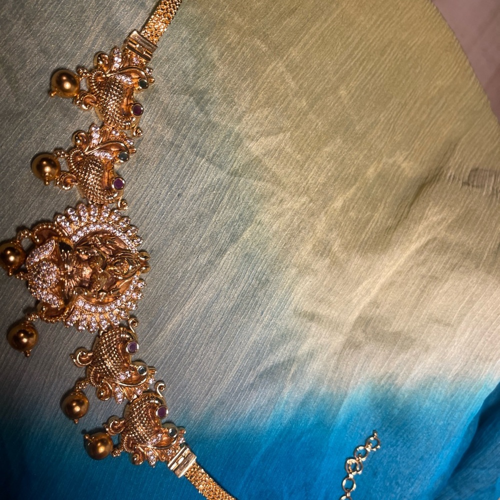 Gold and Blue Ornate Sash